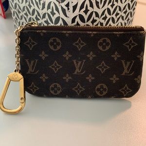 Louis Vuitton Mini Lin Charcoal Navy CoinKey Pouch
